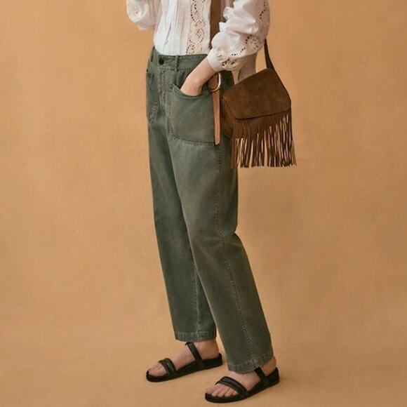 Madewell Taper Leg Utility Pant Garment Dyed Twill Green Size 4 Petite NWT - Picture 11 of 11